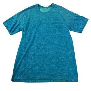LULULEMON Men's Metal Vent Tech Short Sleeve Size M In Tropix Green/Shark Teal
